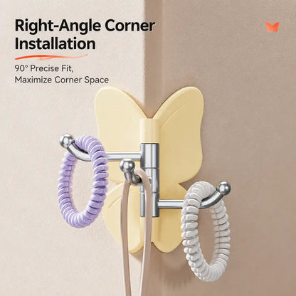 Butterfly Corner Rotating Hook | No-Drill Adhesive Wall Hook