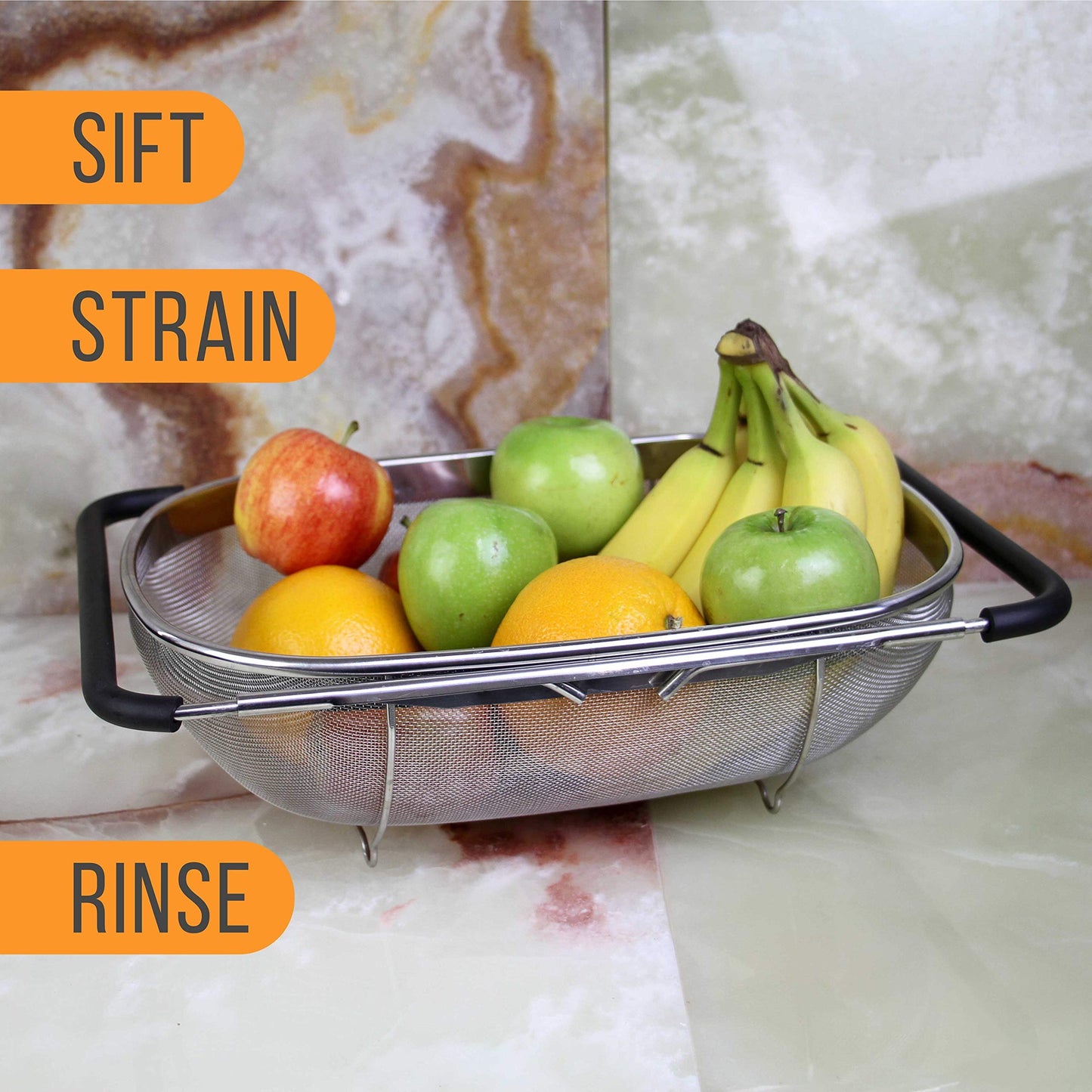 🥗 Premium Stainless Steel Colander – Fast Draining, Effortless Cooking