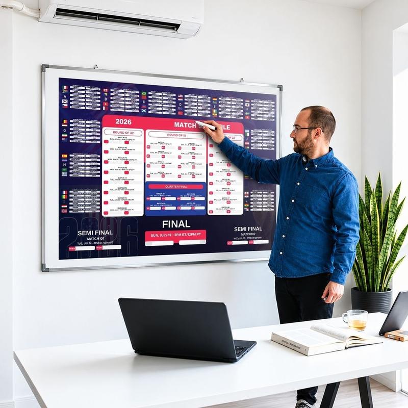 ⚽🏆Graphic World Soccer 2026 Schedule Wall Chart, Soccer Fixtures Chart, Soccer Cup 2026 Result Chart （3 Jumbo Posters ）