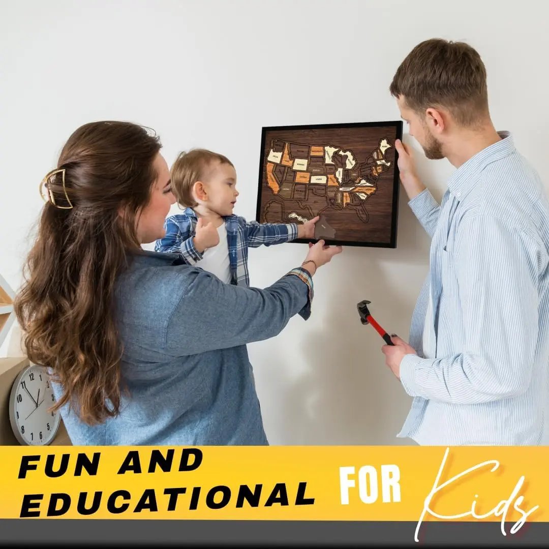 🔥Last Day 49% OFF -🇺🇸 Wooden USA Travel Map Puzzle🧩A Stylish Way to Track Your Journey & Memories