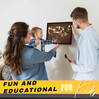 🔥Last Day 49% OFF -🇺🇸 Wooden USA Travel Map Puzzle🧩A Stylish Way to Track Your Journey & Memories