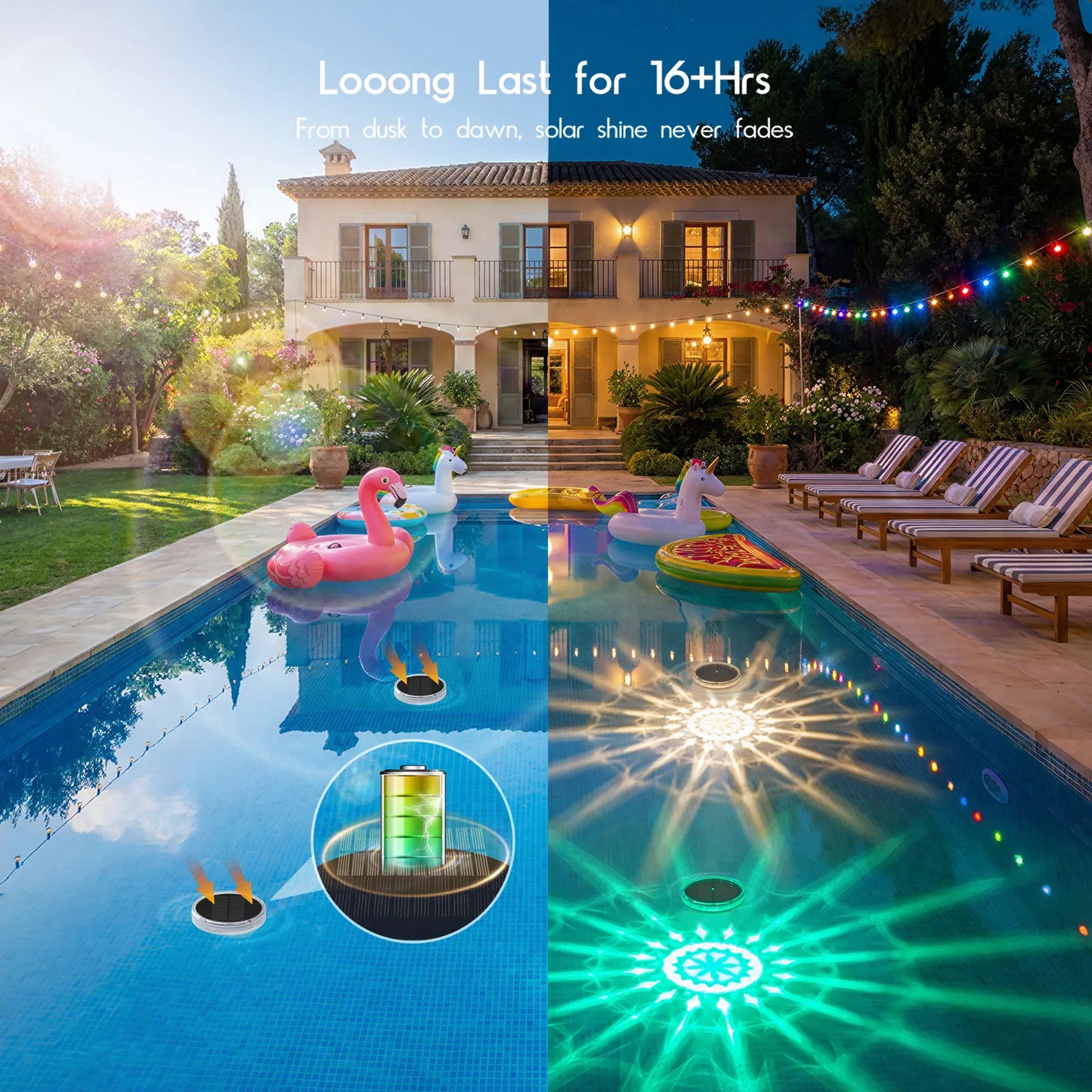 ☀️ Solar Floating Pool Lights | Remote Control 12+ Light Effects