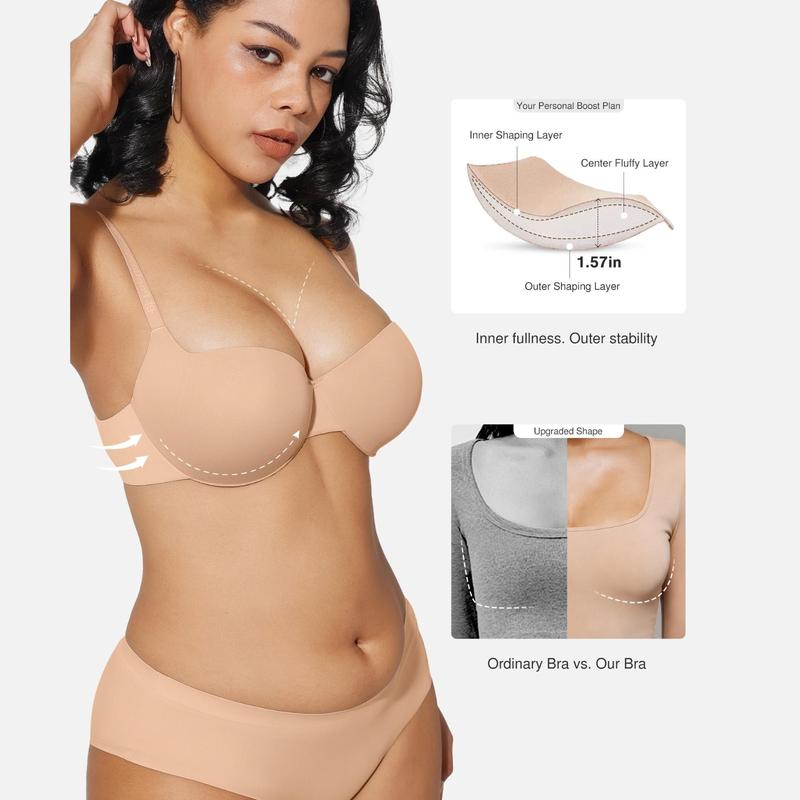 Women's T-Shirt Bra Add 2 Cups Lift Seamless Push Up