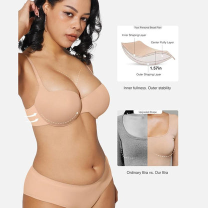 Women's T-Shirt Bra Add 2 Cups Lift Seamless Push Up