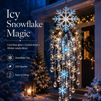 Crystal Cascade Christmas Light™ – Hängande LED-dekoration för verandan: snöflingor och kristaller ✨❄️