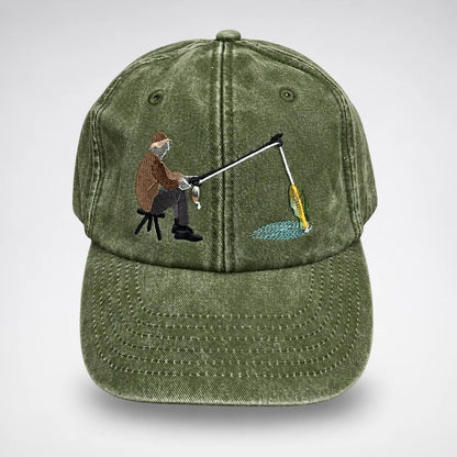 🔥 Last Day 49% OFF-🎣🧢 Catch of the Day Interactive Fishing Cap –🎁 Vintage Washed Moving Fish Hat