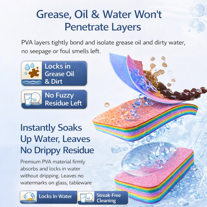 SOPAMI 12-Layer Peelable Rainbow Cleaning Sponge Wipes（3PCS）