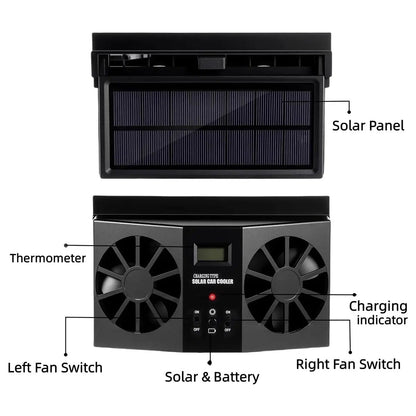 Dual Outlet Solar Car Vent Fan Auto Air Circulation Cooling Exhaust Fan For Vehicle