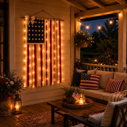 Lighted Patriotic Wall Hanging Banne