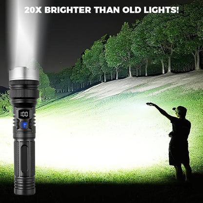 Waterproof Rechargeable Digital Display 2-in-1 Strong Light Flashlight