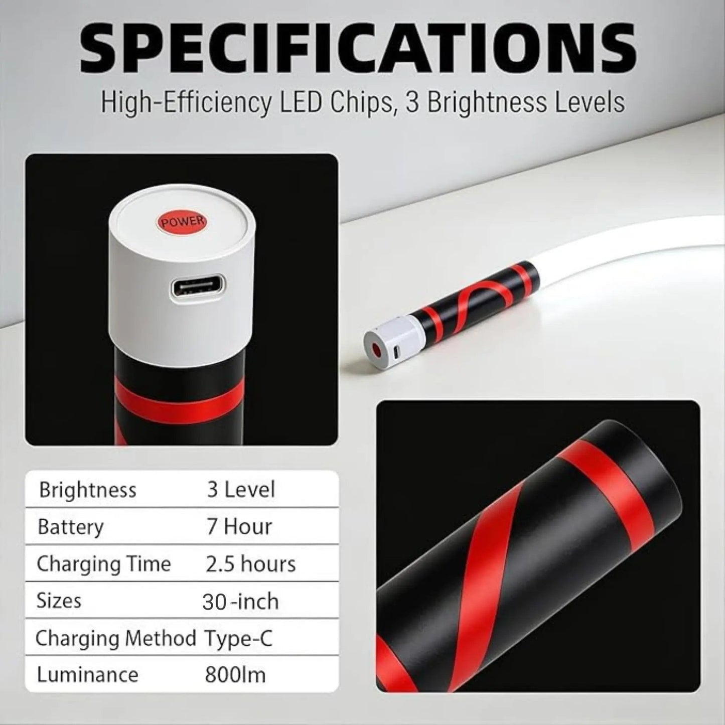 Bendable LED Flashlight Stick