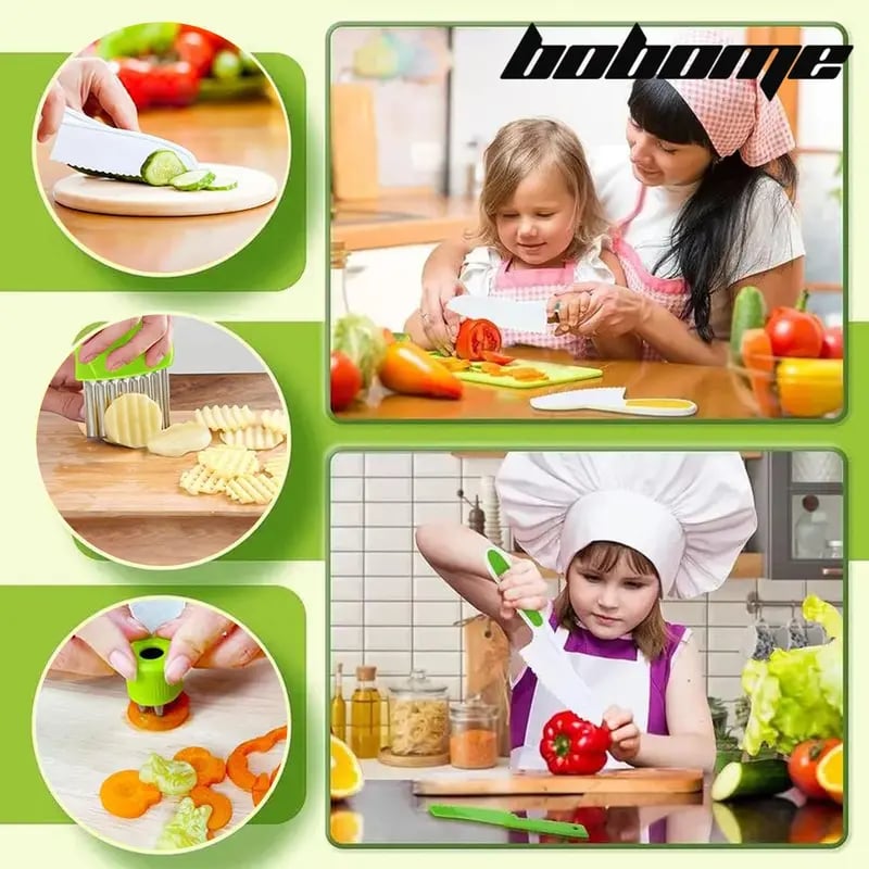 🔪 32-Piece Kitchen Knife Set – Safe, Fun & Easy Food Prep for Kids 🍓🥕