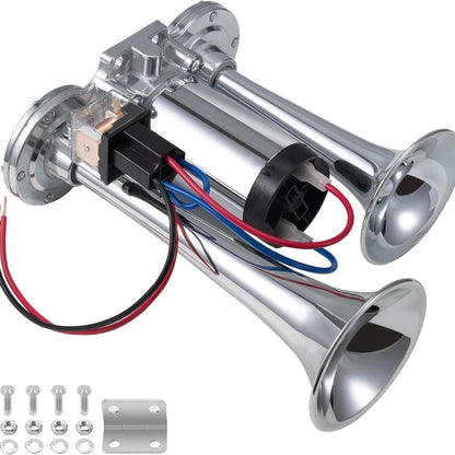 🔥LAST DAY 49% OFF - 🚗🔧2026 Upgraded 12V Dual Air Horn Kit – 130DB Super Loud Dual Horn with Compressor for Cars, Trucks, SUVs, Boats & More