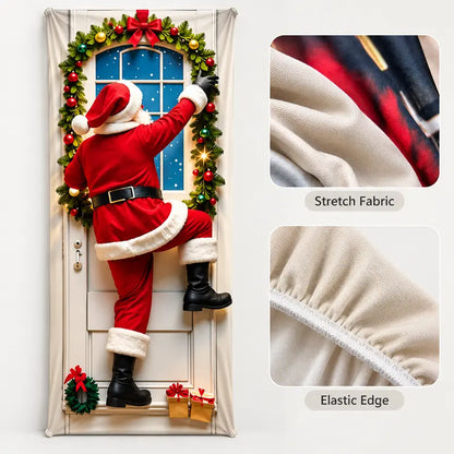 🎄🎅Santa Christmas Door Cover with Elastic Edges | Reusable Holiday Decor