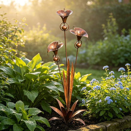 Copper Calla Lily Garden Chime Set – A Peaceful Touch for Flower Lovers 🌿🔔