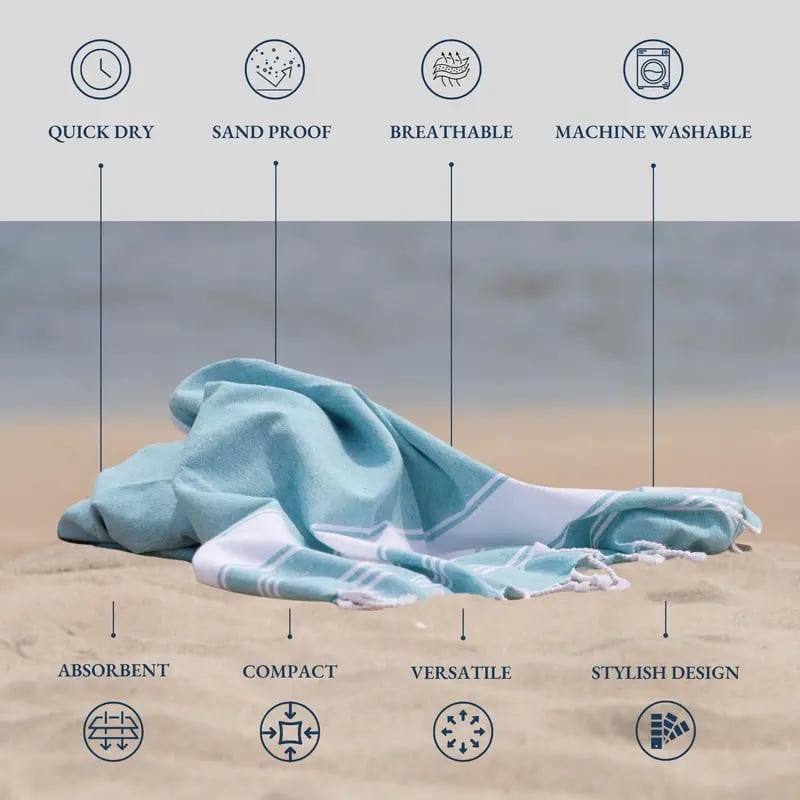 🌊 Linen Beach Towel – Lightweight, Quick-Dry & Sand-Free Summer Essential ☀️