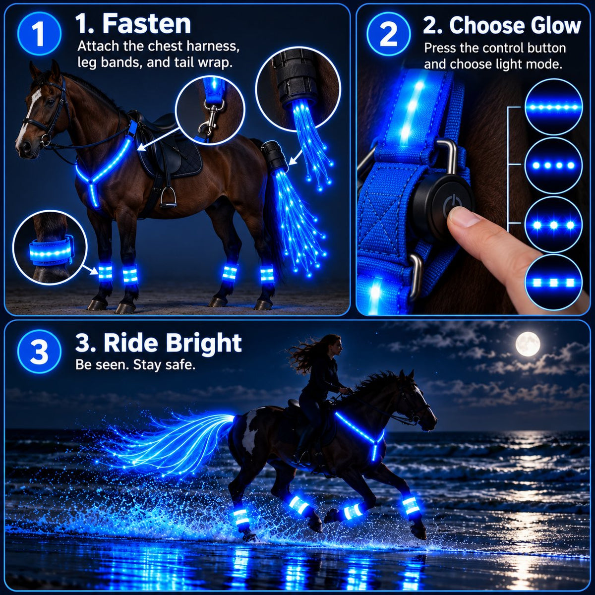 360° Illuminated Horse Harness & Glow Kit 🐎✨
