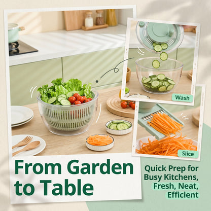 Salad Spinner Large – 2-IN-1 Vegetable & Fruit Washing Bowl