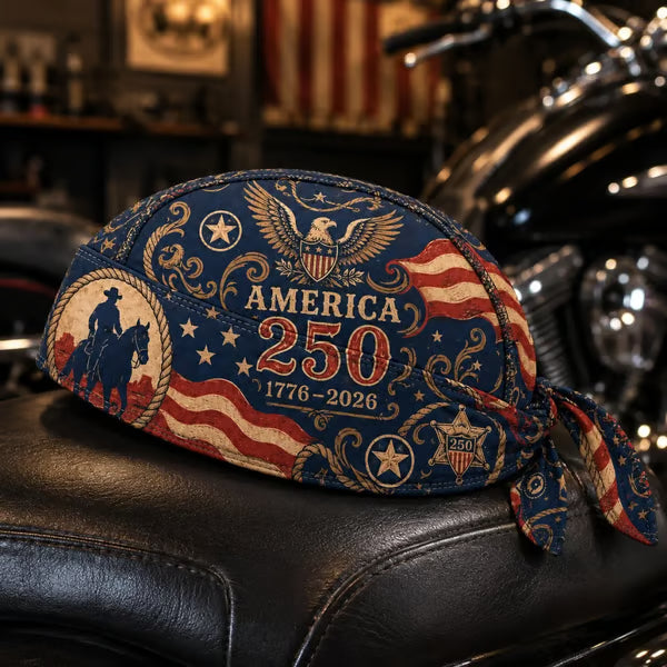 🔥LIMITED AMERICA 250 DESIGN — Cycling Pirate Hat / Biker Headwrap