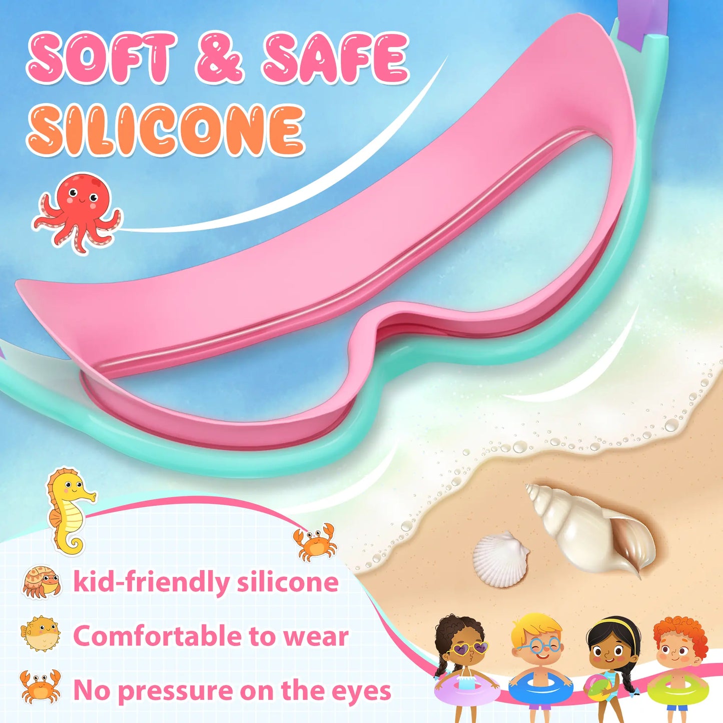 Kids Swim Goggles - UV Protection & Anti-Fog