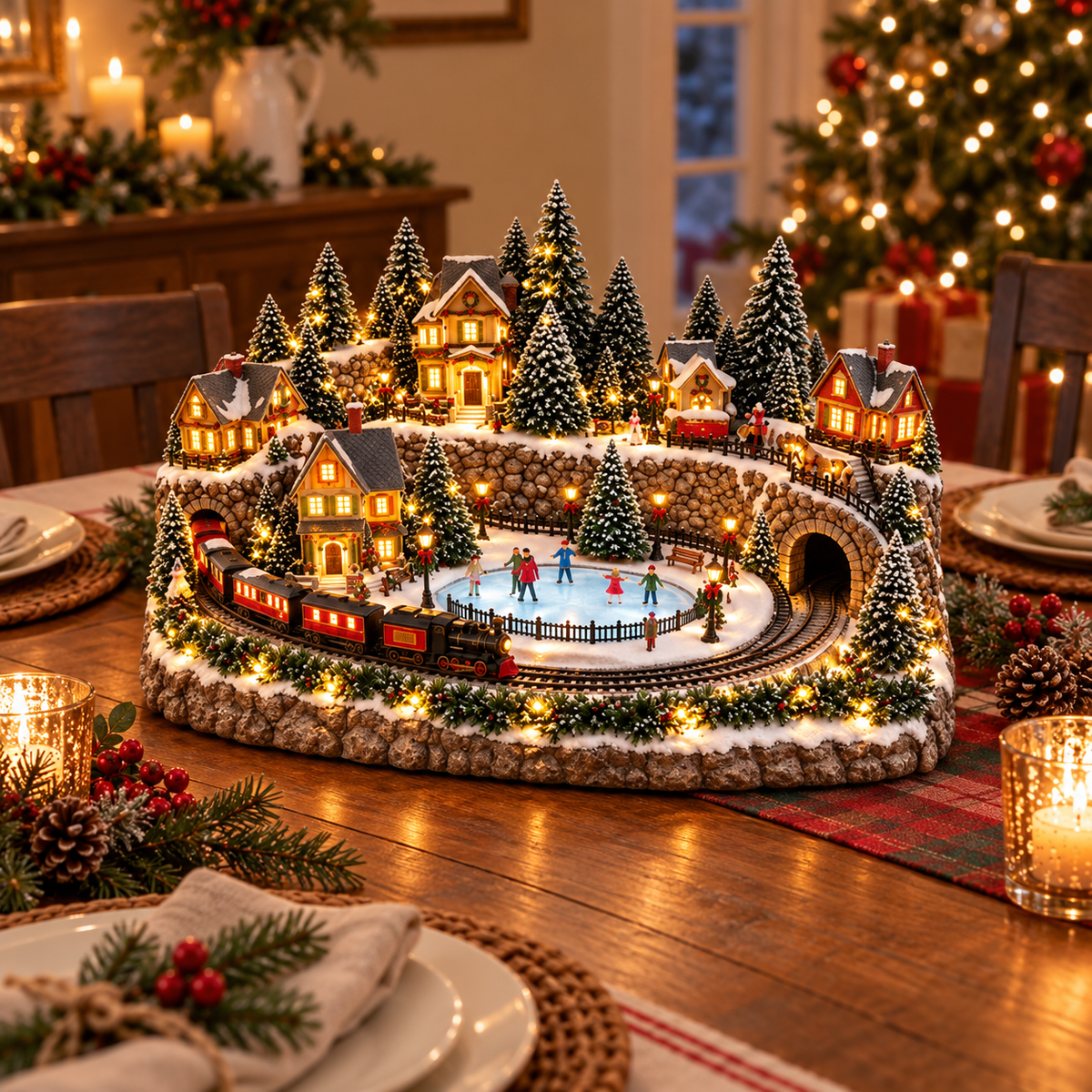 🎄🚂 49% OFF Today! ✨ Magical Christmas Train & Skating Rink – Bring Holiday Magic Home! ❄️🎁