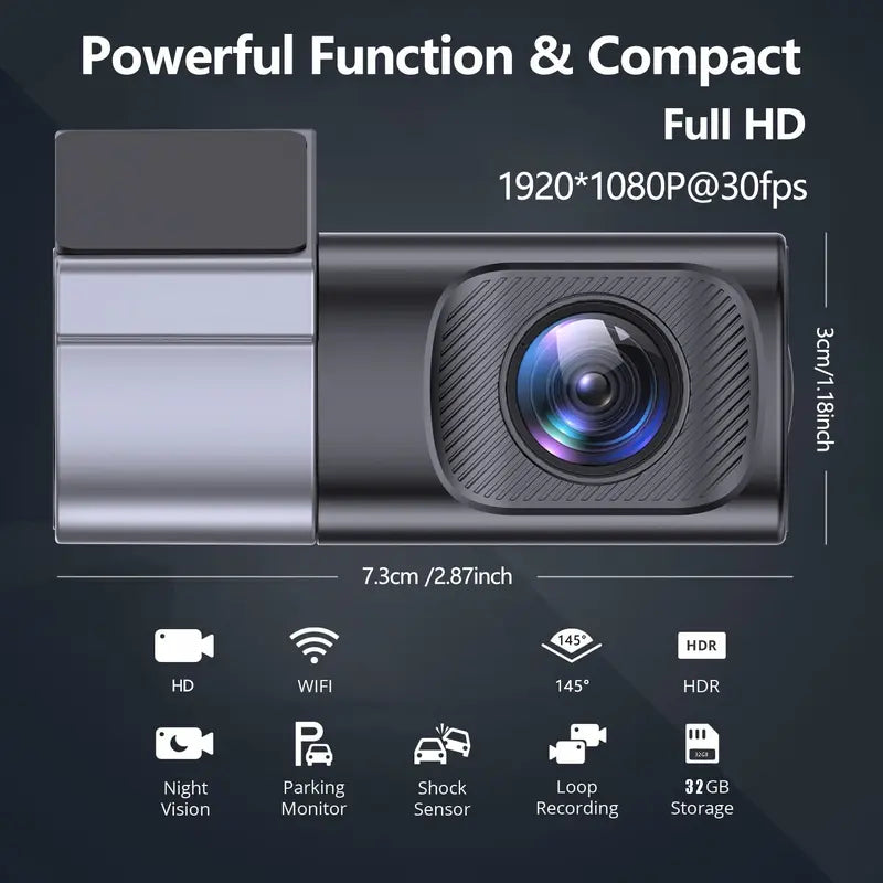 📹 360° Dash Cam: Super Night Vision &amp; Phone App Control!