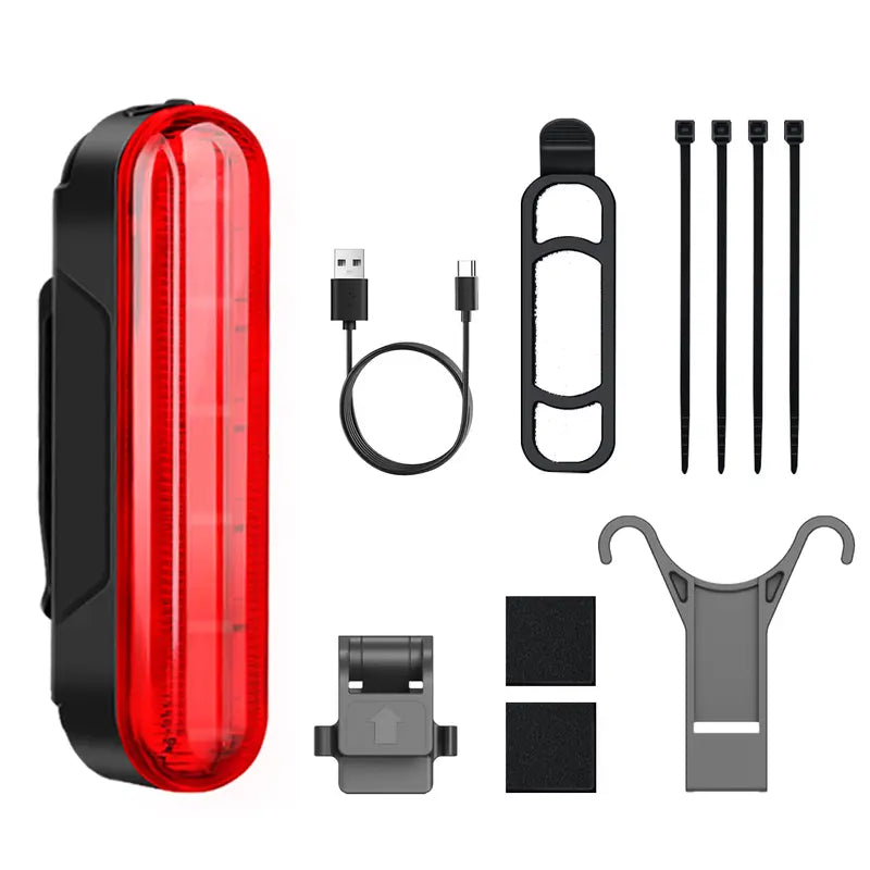 Unisex Smart Bike Tail Light - 3.15in, 5 LED, Laser Indicator, USB-Rechargeable, 6 Modes, Waterproof, Luminous, Compact Eco-Friendly Cycling Accessory for Cyclists in All Weather Conditions