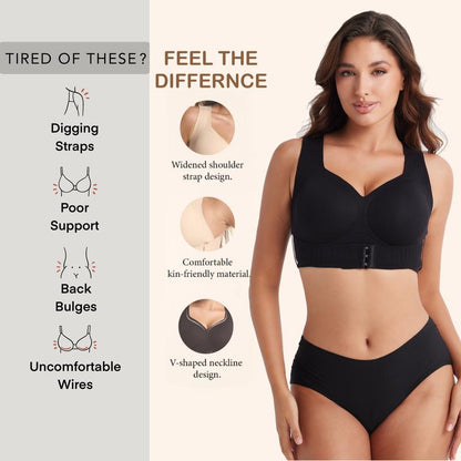 Cross Back Front Closure Wireless Posture Support Bra