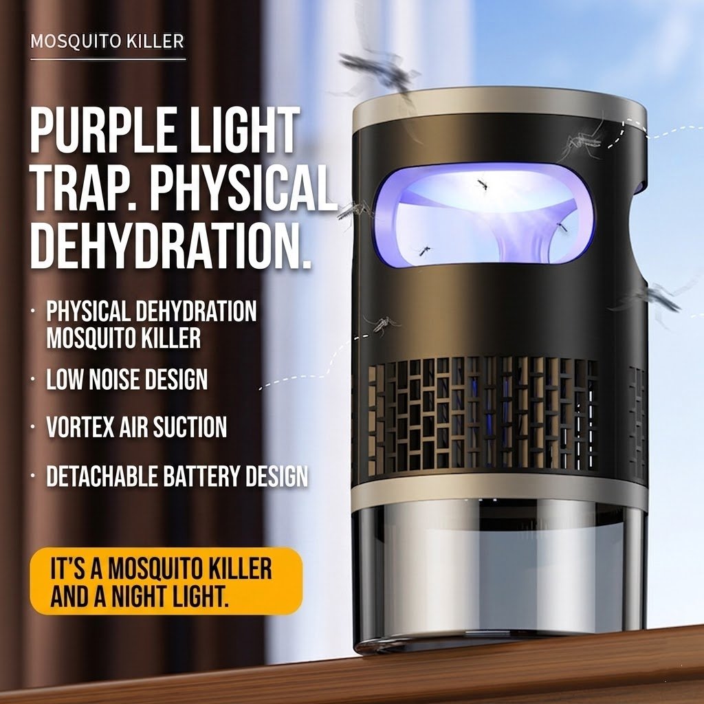 Indoor Insect Trap with Light and Suction Non Zapper Flying Bug Catcher for Mosquitoes Fruit Flies Gnats and Moths
