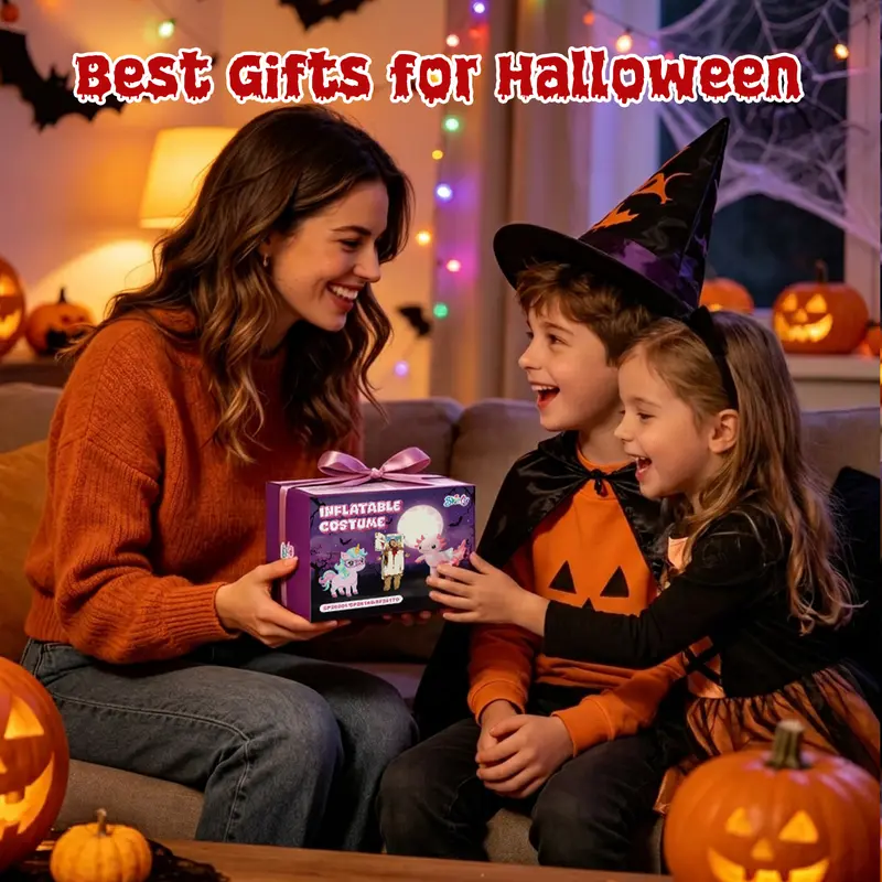 Kids Scary Halloween Inflatable Refrigerator Costume with LED Lights