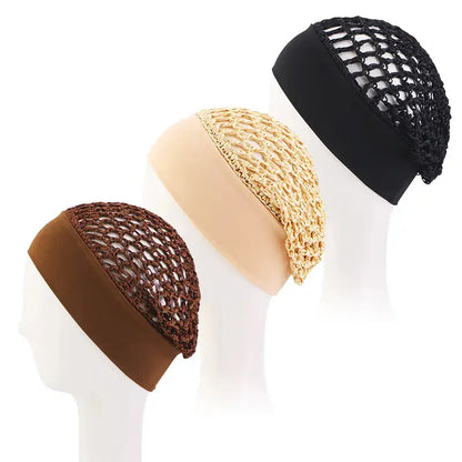 3-Piece Stretchy Wide-Edge Sleeping Cap Set, Soft Protection Bonnet for Nighttime Hair Care & Beauty