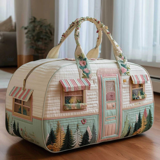 🔥LAST DAY 49% OFF✨🏕️ Vintage Camper Quilted Duffle Bag | Whimsical Retro Travel Companion