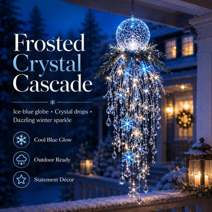 Crystal Cascade Christmas Light™ – Hängande LED-dekoration för verandan: snöflingor och kristaller ✨❄️