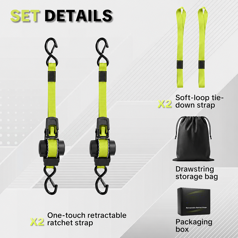 🔒 Retractable Ratchet Straps - 1550 lbs Heavy Duty Cargo ⚙️