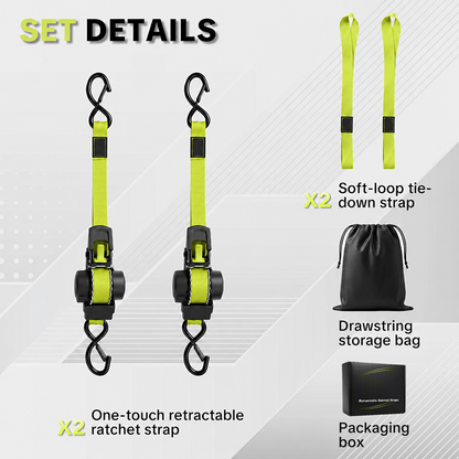 🔒 Retractable Ratchet Straps - 1550 lbs Heavy Duty Cargo ⚙️