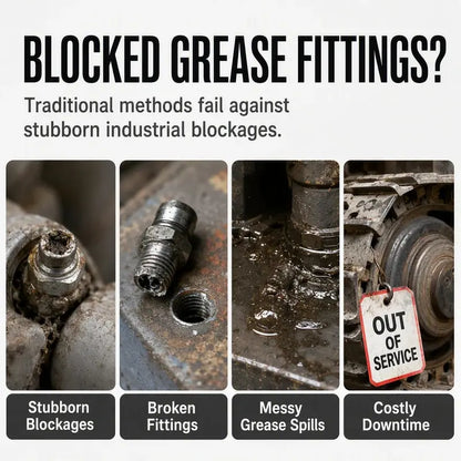 Industrial Grease Unclogger – Professional Grade Tool for Blocked Machinery Fittings, High Pressure Exceeds 600 PSI, Fits M6/M8/M10, Heavy Duty Steel Build for Tractors, Excavators, Trucks & Automotive Maintenance toolupgrade