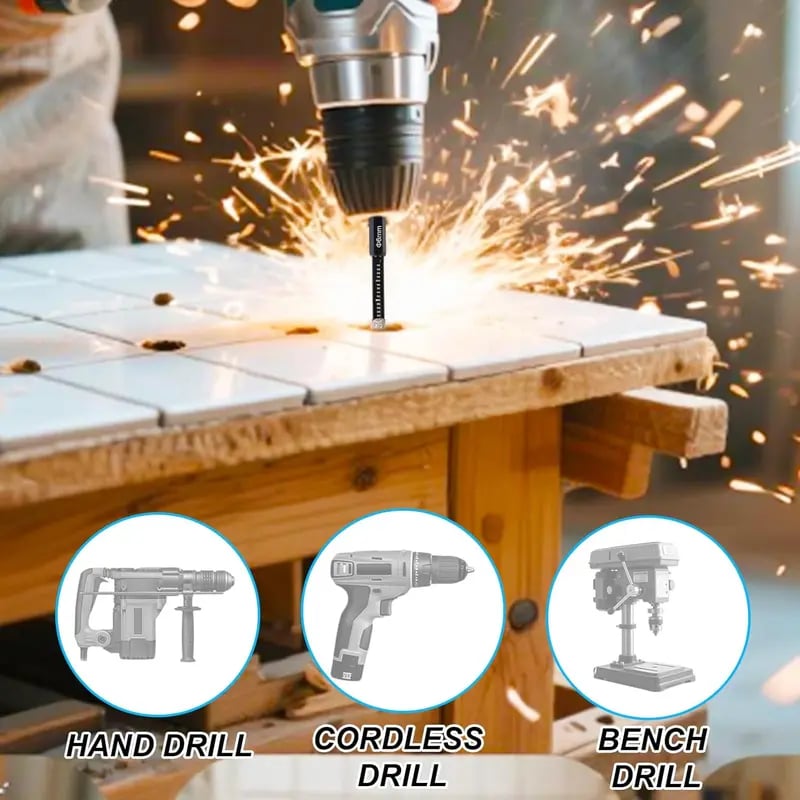 🔥42% OFF | 6Pcs Dry Diamond Drill Bit Set 🛠 Hex Shank Brazed Hole Saw for Tile, Glass & Granite