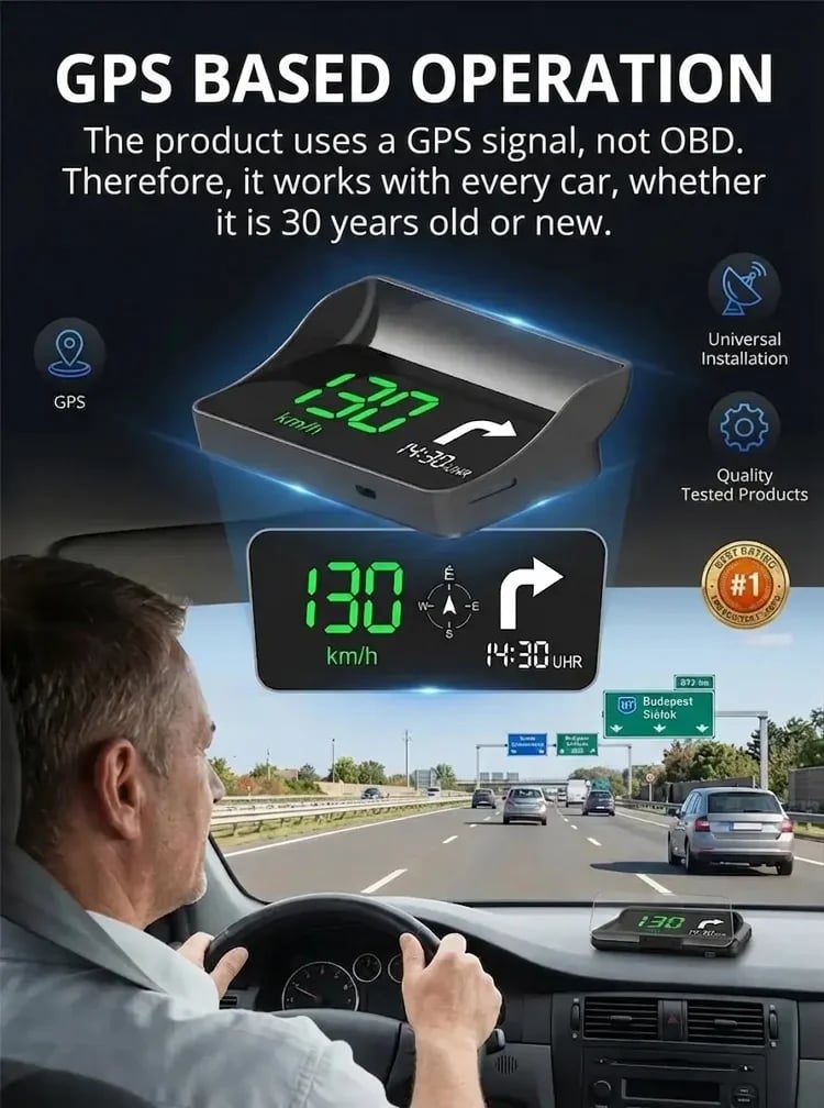 🚗 50% Off Now! Head-Up Display (HUD) GPS Digital Speedometer – Features traffic light countdown and speed camera alerts; a universal driving safety system to help you avoid city traffic fines.
