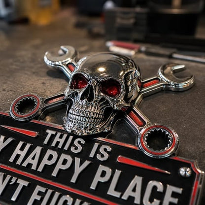 🔧 This Is My Happy Place. DON'T FUCK IT UP!💀"This Is My Happy Place" Garage Wall Sign