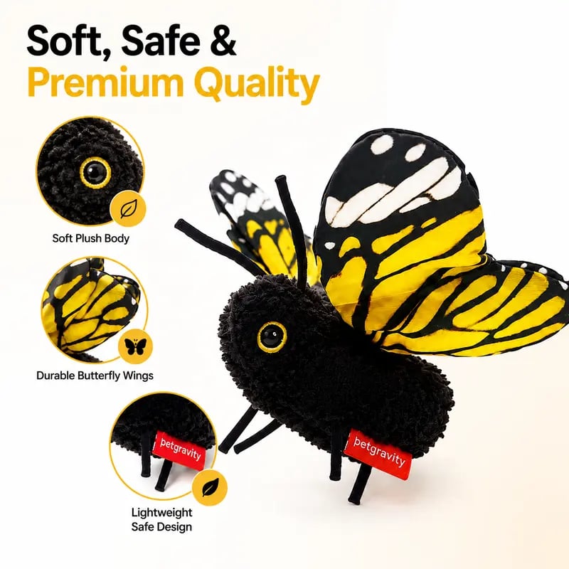 🎁50K+ SOLD! Almost Gone✨🦋 Fluttering Electric Butterfly Cat Toy | Interactive Moving Playmate for Indoor Kitties