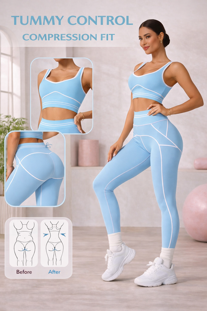 PINK SCULPTING WORKOUT SET | High-Waist Leggings &amp; Sports Bra