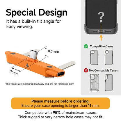 240W PD Fast Charging Type-C Adapter With Built-in Foldable Phone Stand Portable Zinc Alloy USB C Converter Travel Pocket Charger Gift For Men Women Holder Cellphone Smartphone