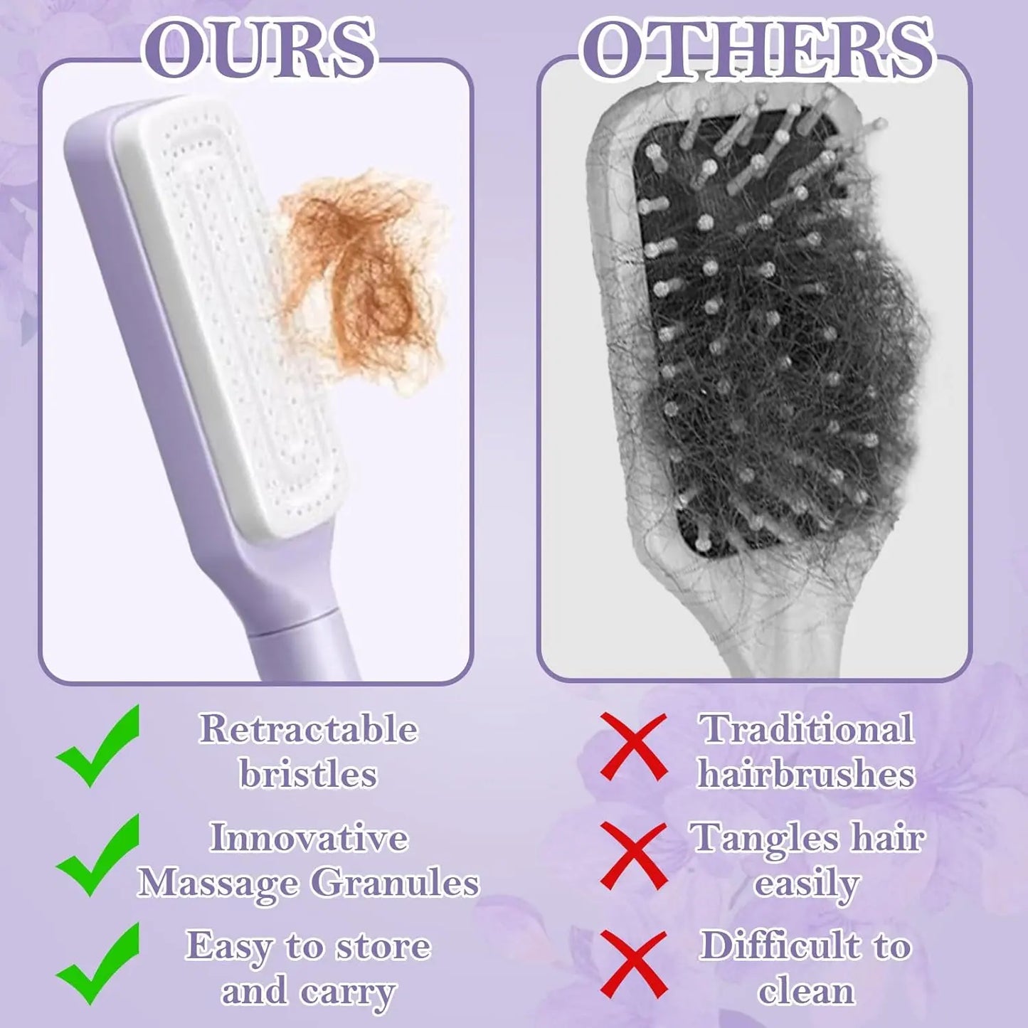 ✨ Say Goodbye To Hair-Filled Brushes — The Self Cleaning Comb Everyone’s Obsessed With! 💁‍♀️