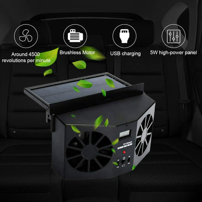 Dual Outlet Solar Car Vent Fan Auto Air Circulation Cooling Exhaust Fan For Vehicle