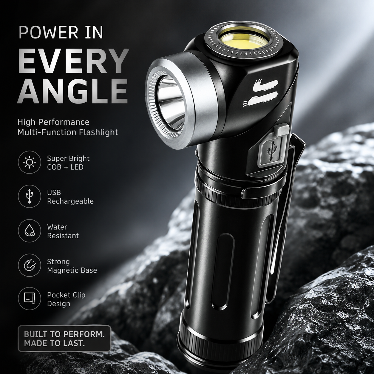 Rotatable Two-Way Magnetic EDC Flashlight – High Performance Outdoor & Emergency Torch