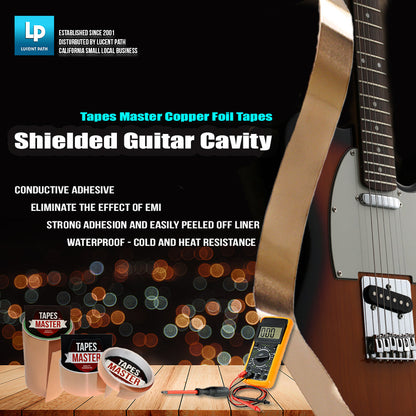 Tapes Master - 1 Mil Copper Foil Tapes - Copper Conductive Adhesive Tapes For Guitar Cavity, EMI Shielding, Grounding, Gardening, Soldering Jewelry, Art Crafts