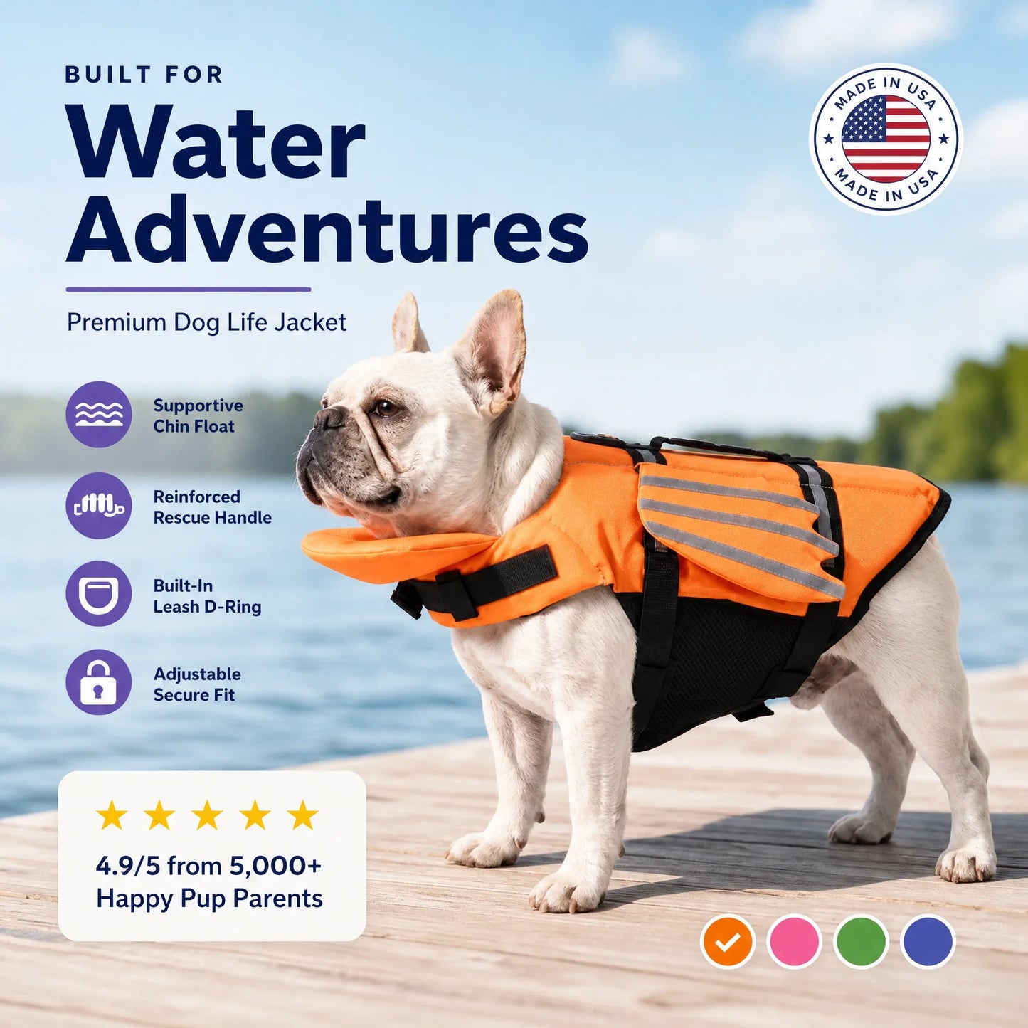 Reflective Adjustable Swimming Life Vest for Dogs
