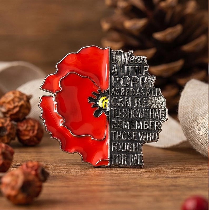 🎖️ Remembrance Poppy Enamel Pin - Veterans Day Memorial Brooch