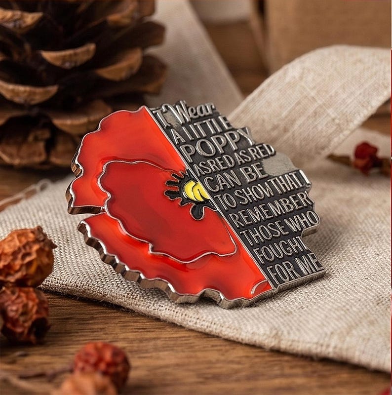 🎖️ Remembrance Poppy Enamel Pin - Veterans Day Memorial Brooch
