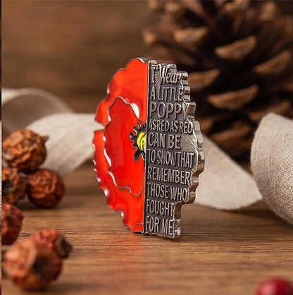 🎖️ Remembrance Poppy Enamel Pin - Veterans Day Memorial Brooch